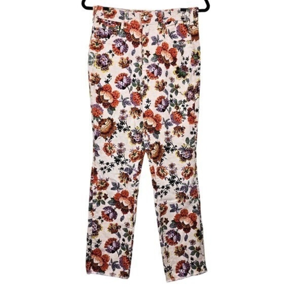 Anthropologie Womens Pilcro Floral Print Cigarette Slim Straight Jeans Size 28